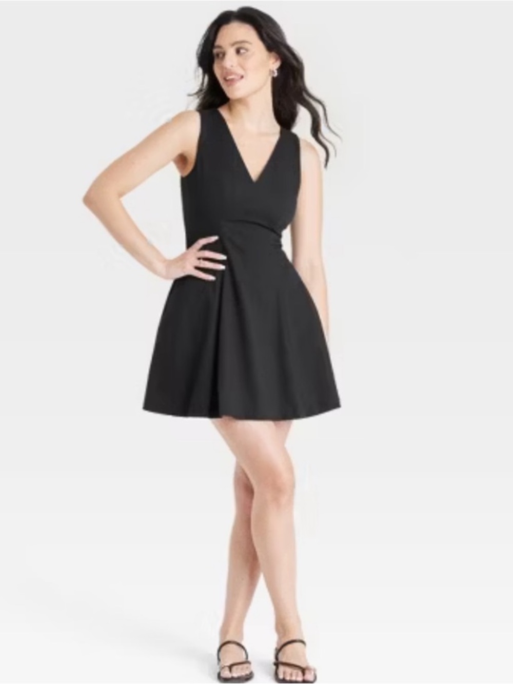 a new day Mini Dress Black Sleeveless V-Neck Mini Dress